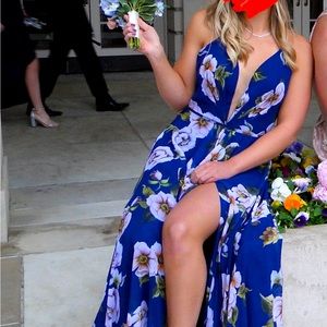 Floor length blue prom dress/ball gown